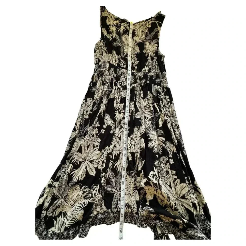 NWT Lola P Black Tan Sleeveless Stress Tropical Zoo Animal Print Dress Size M - Picture 13 of 16